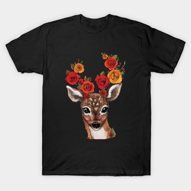 Floral Deer T-Shirt by TatianaBS